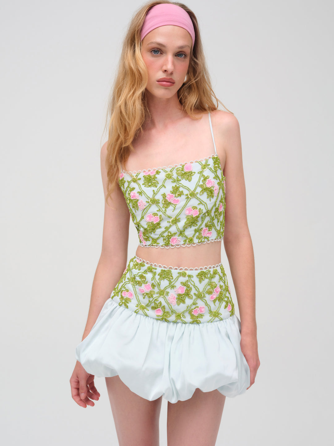 Bridget Beaded Mini Skirt Blue