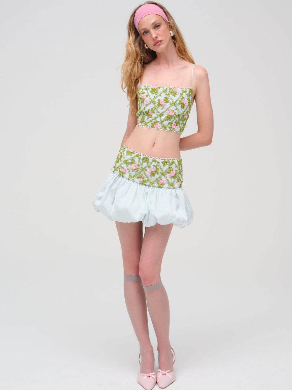 Bridget Beaded Mini Skirt Blue