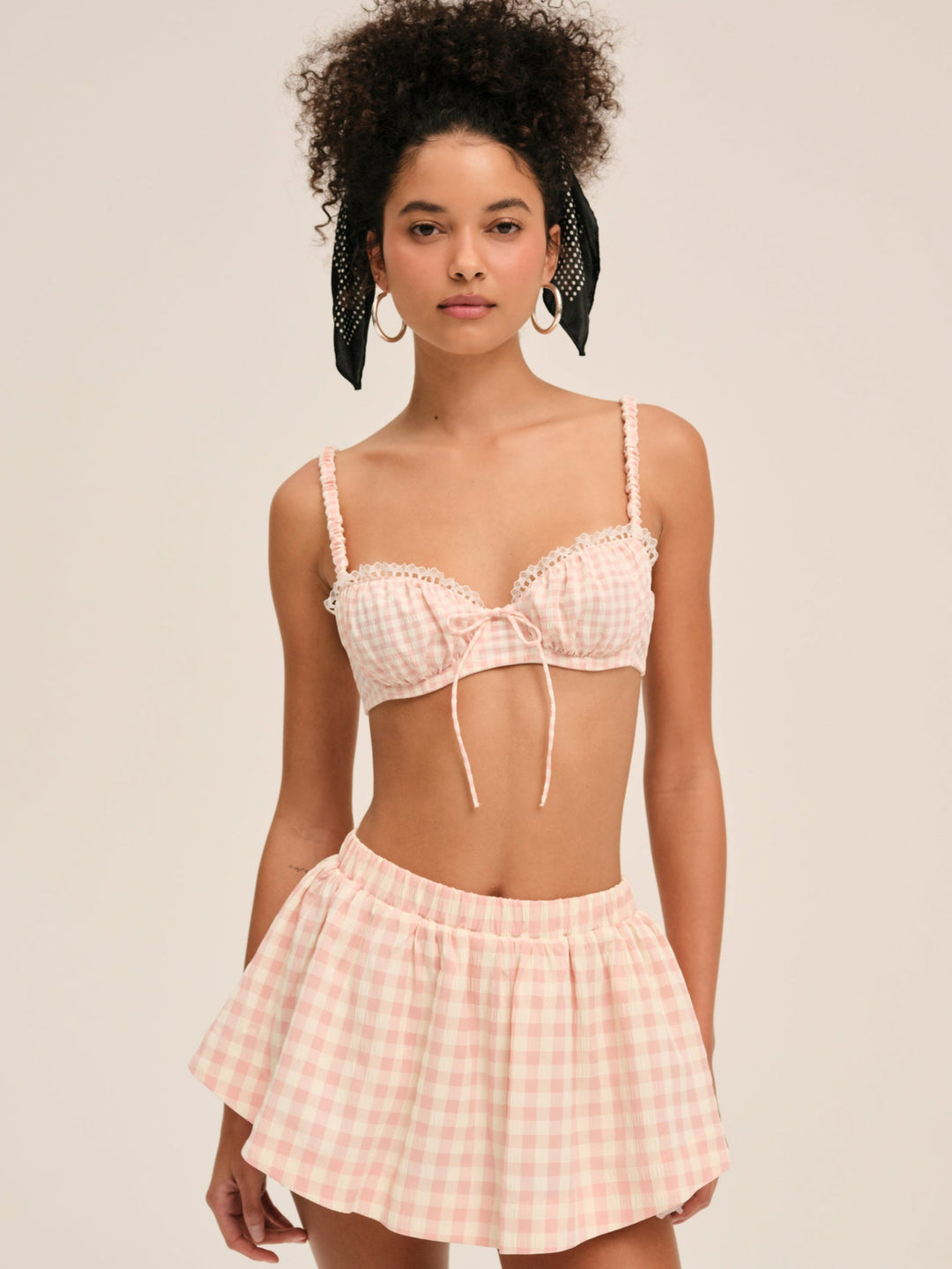 Petal Gingham Skort Peach