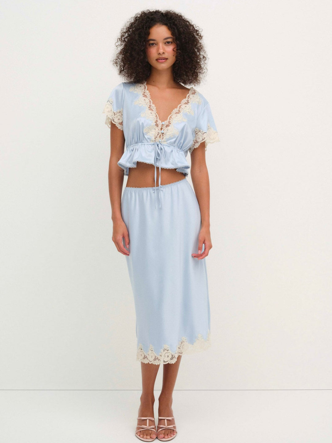 Sweetheart Midi Skirt Dusty Blue