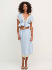 Sweetheart Midi Skirt Dusty Blue