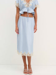 Sweetheart Midi Skirt Dusty Blue