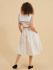 Marella Poplin Midi Skirt White