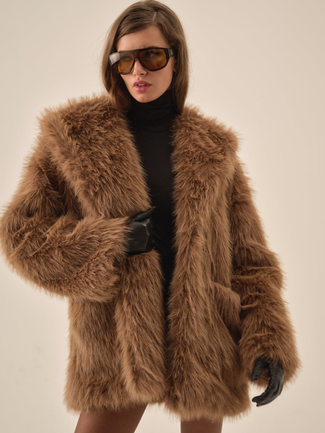 Warm Honey Faux Fur Jacket  Brown