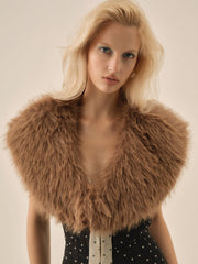 Warm Honey Faux Fur Stole  Brown