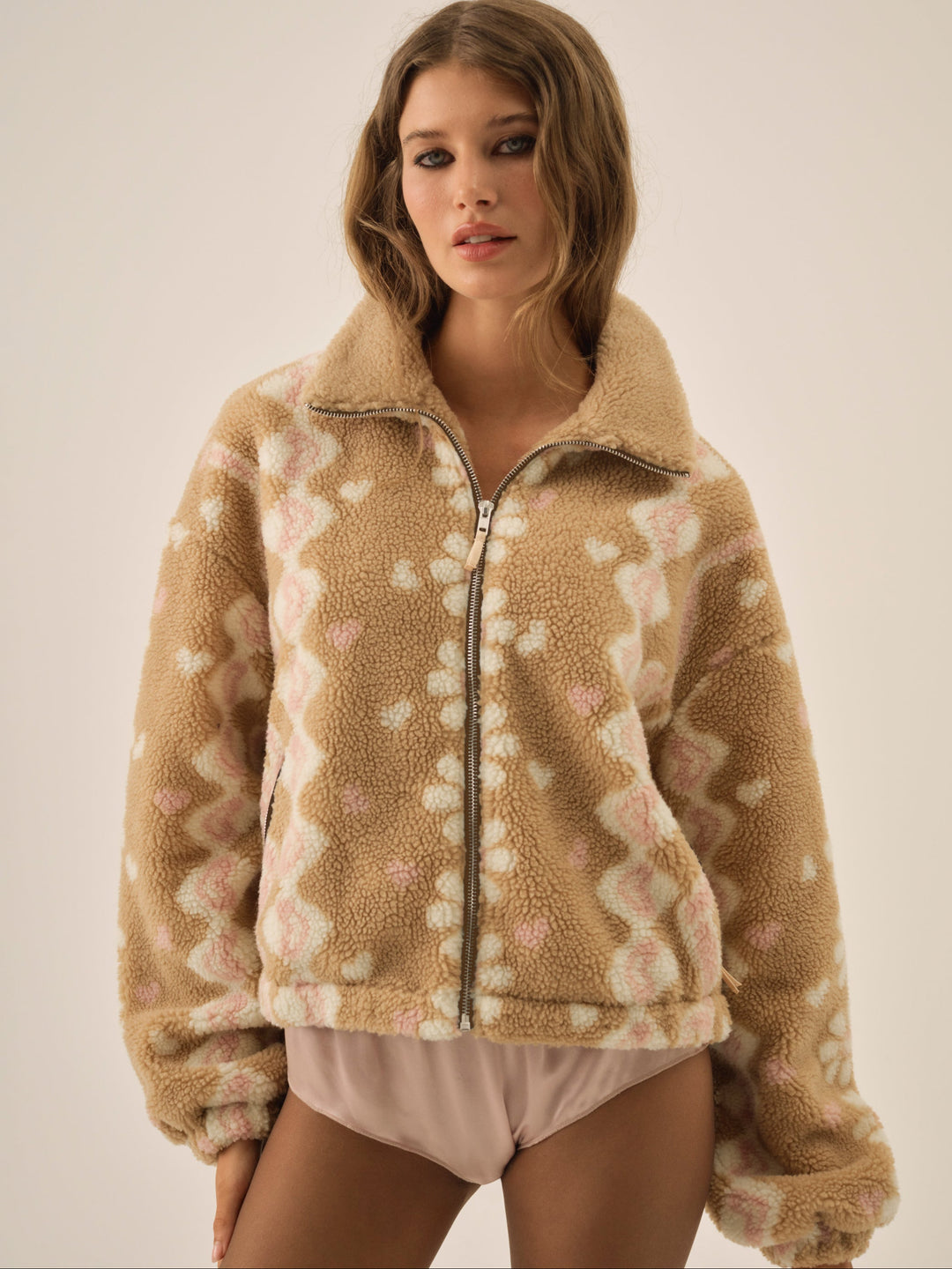 Betty Sherpa Zip Up Pink