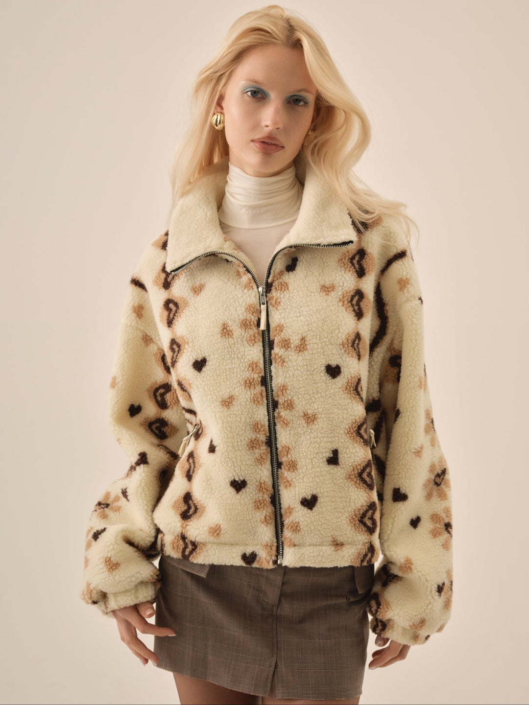 Betty Sherpa Zip Up Brown