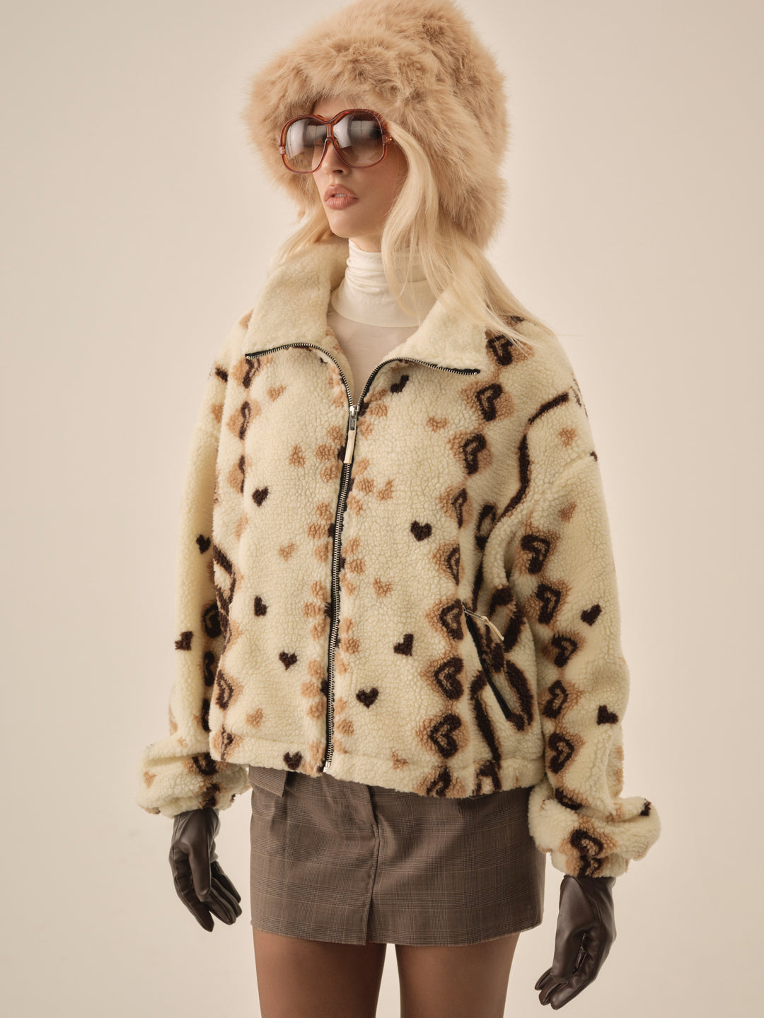 Betty Sherpa Zip Up Brown