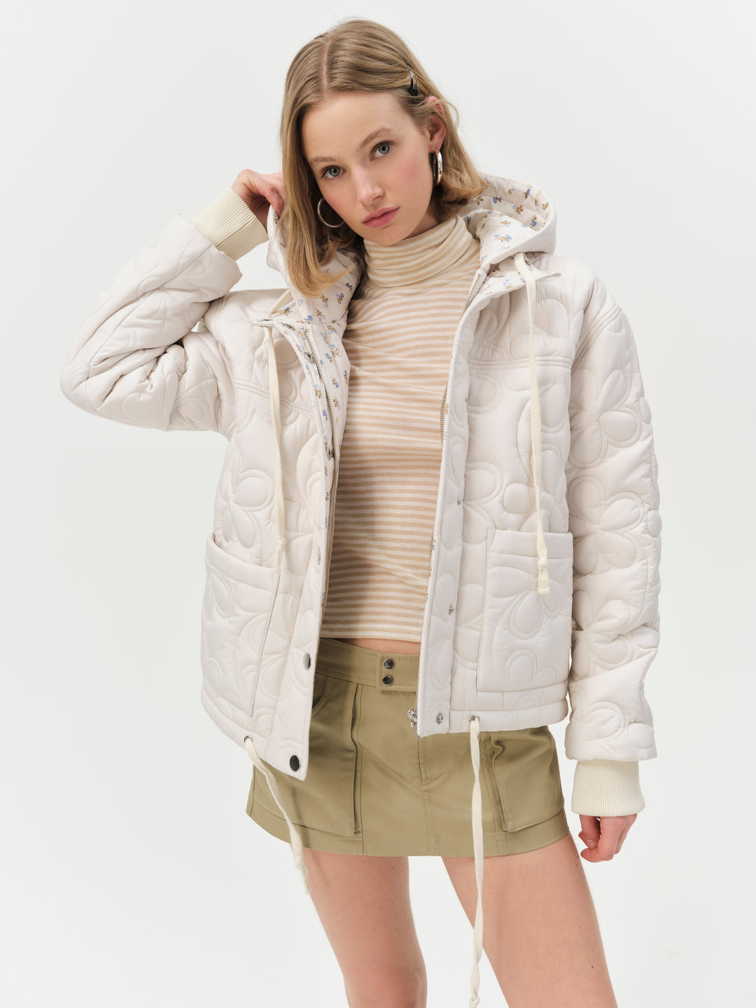Isabel Quilted Puffer Jacket Cream