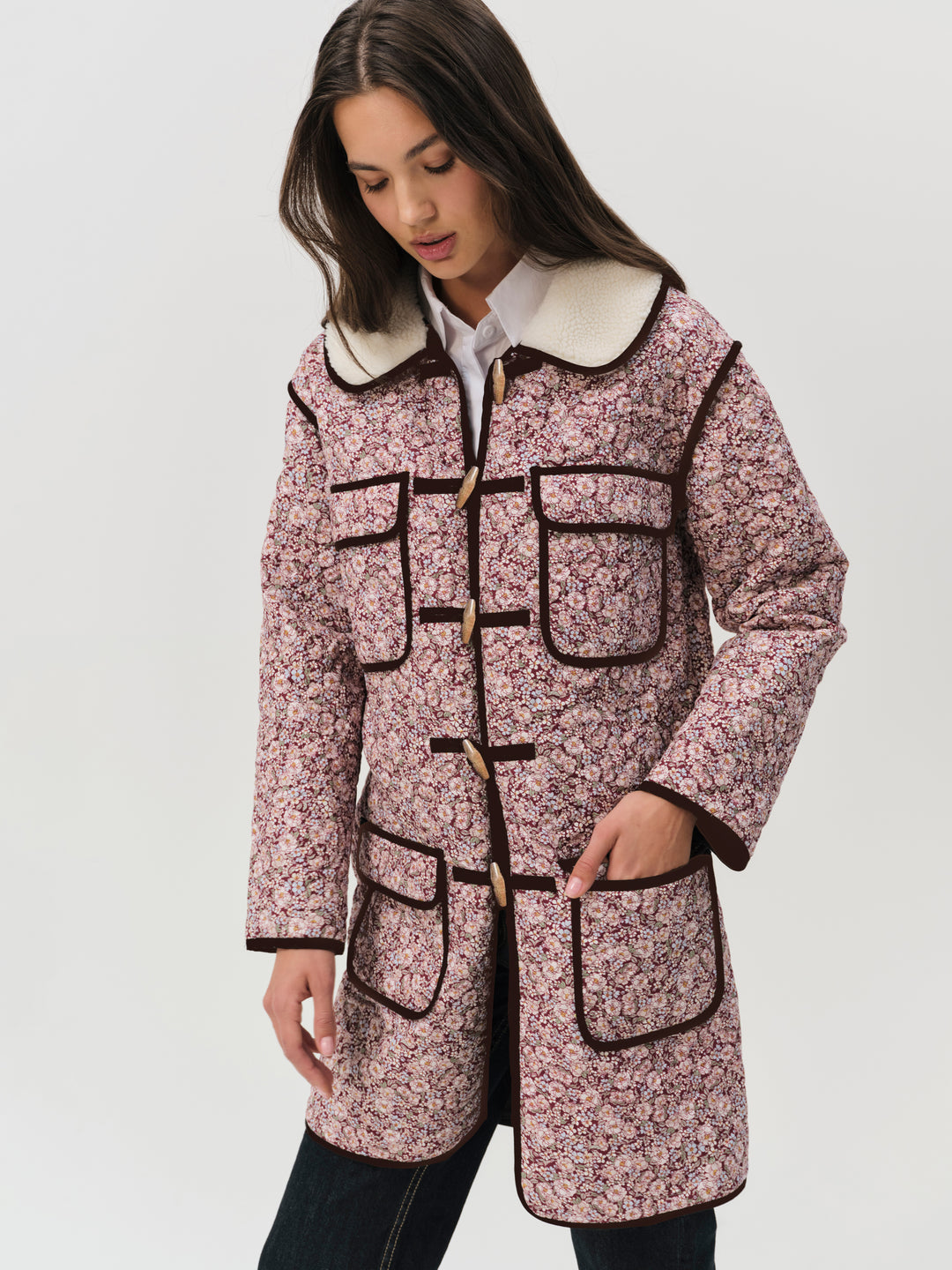 Marlene Floral Chore Coat Purple