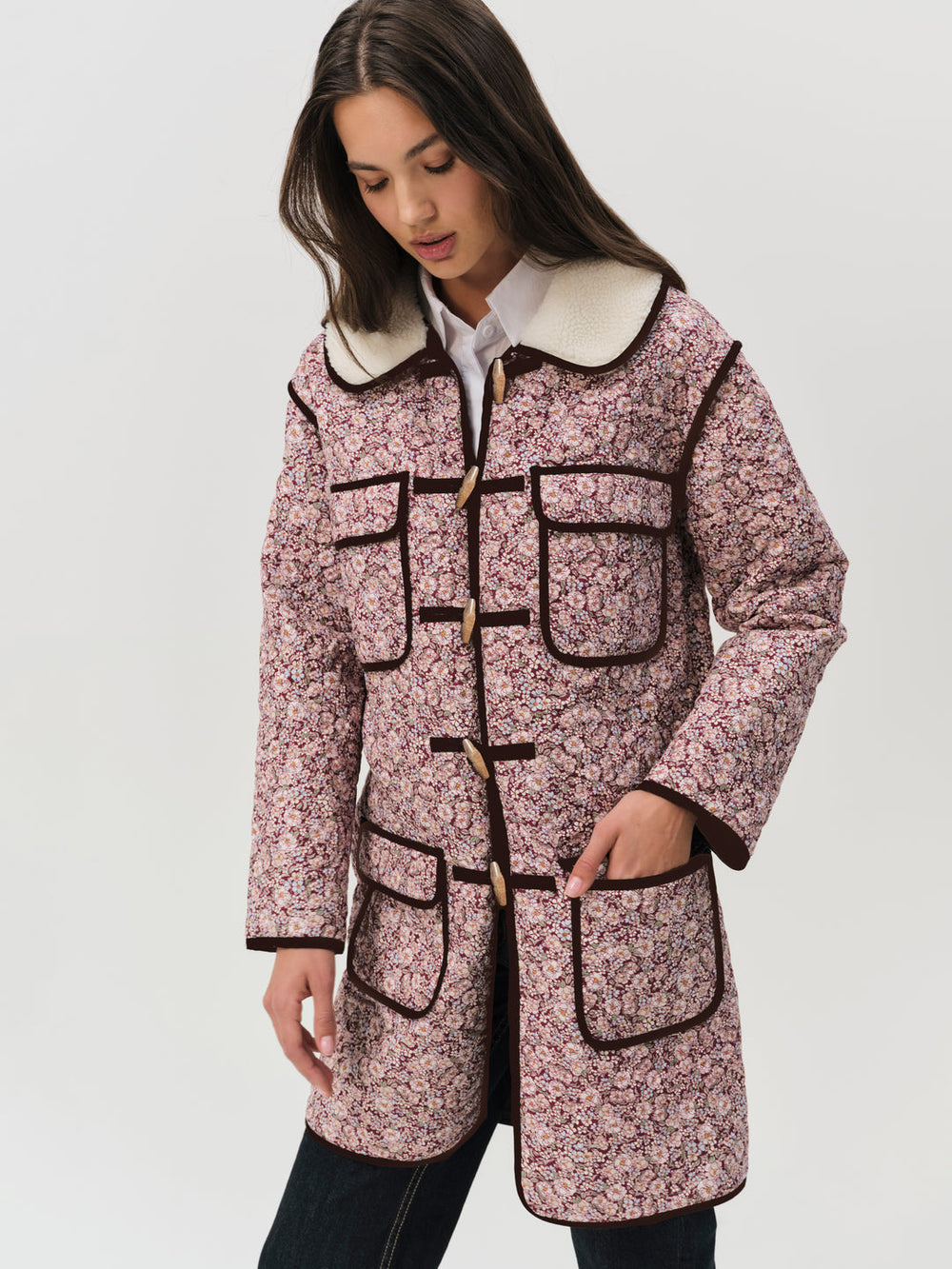 Marlene Floral Chore Coat Purple