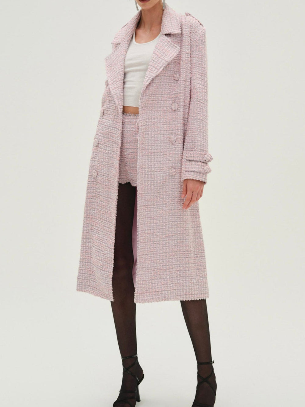 Strawberry Cream Tweed Coat Pink