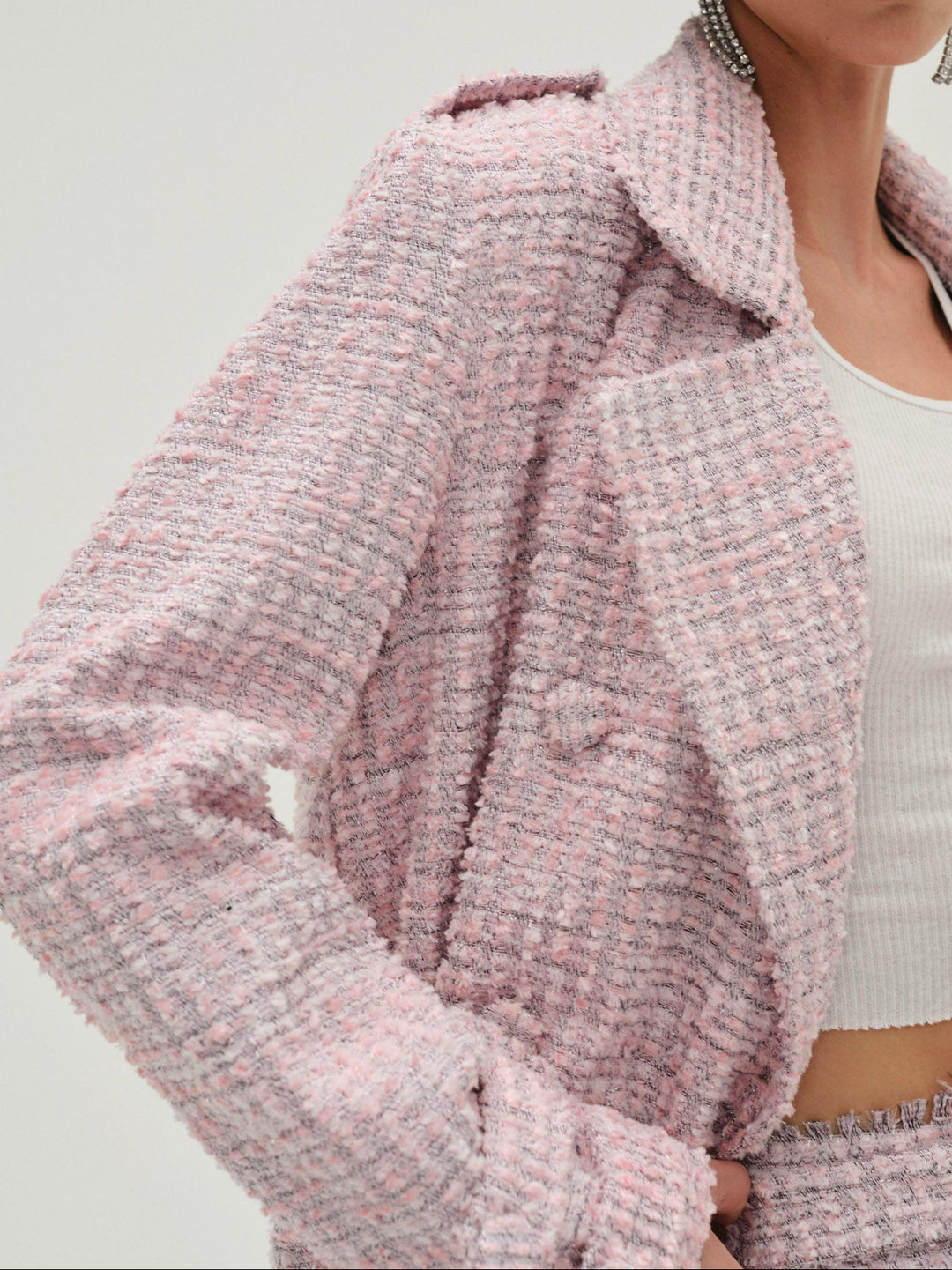 Strawberry Cream Tweed Coat Pink