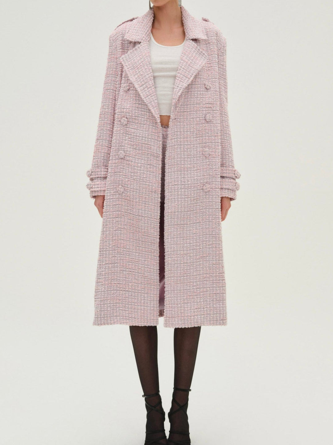 Strawberry Cream Tweed Coat Pink