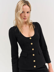 Josie Scoop Neck Blazer Black