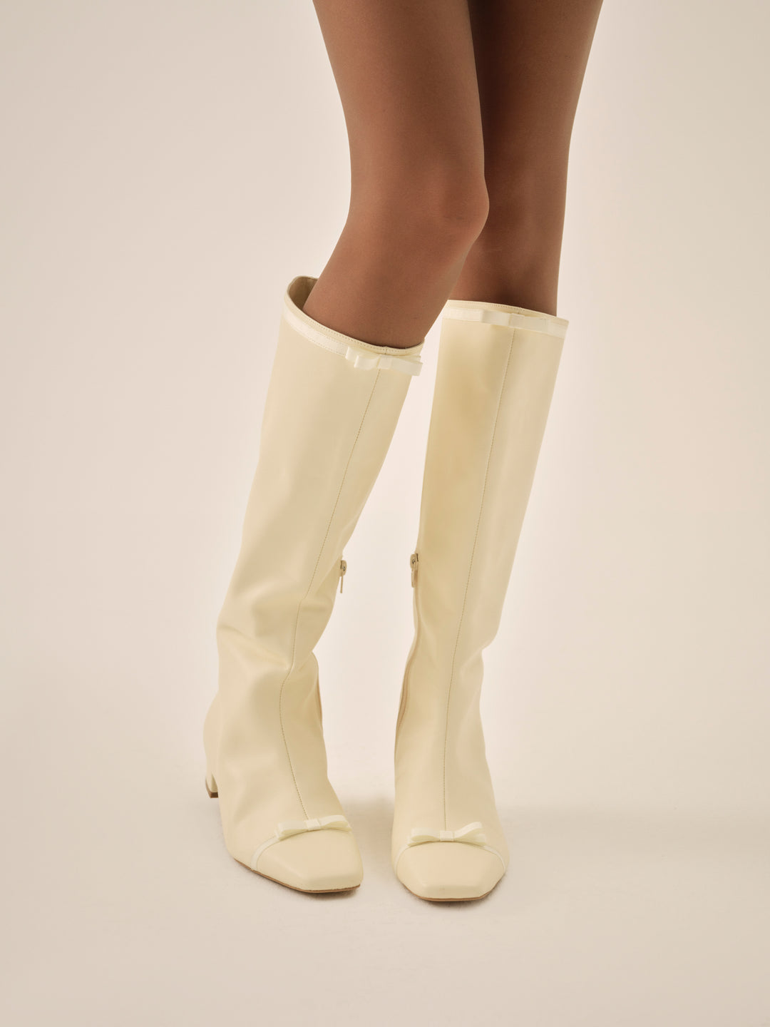 Claudine Cap Toe Boot Cream
