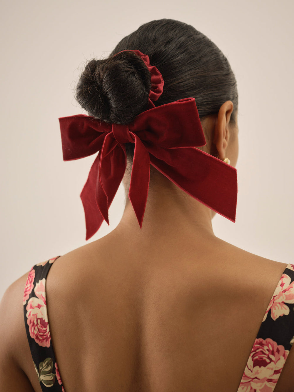 Clara Velvet Ribbon Bow Red