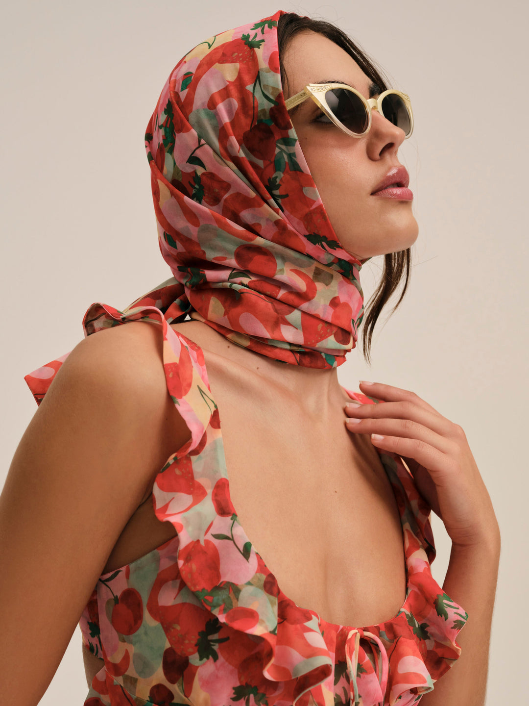 Ambrosia Print Headscarf Red