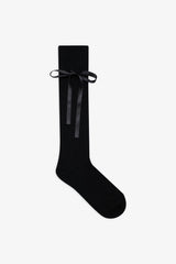 Knee-High Bow Socks Black