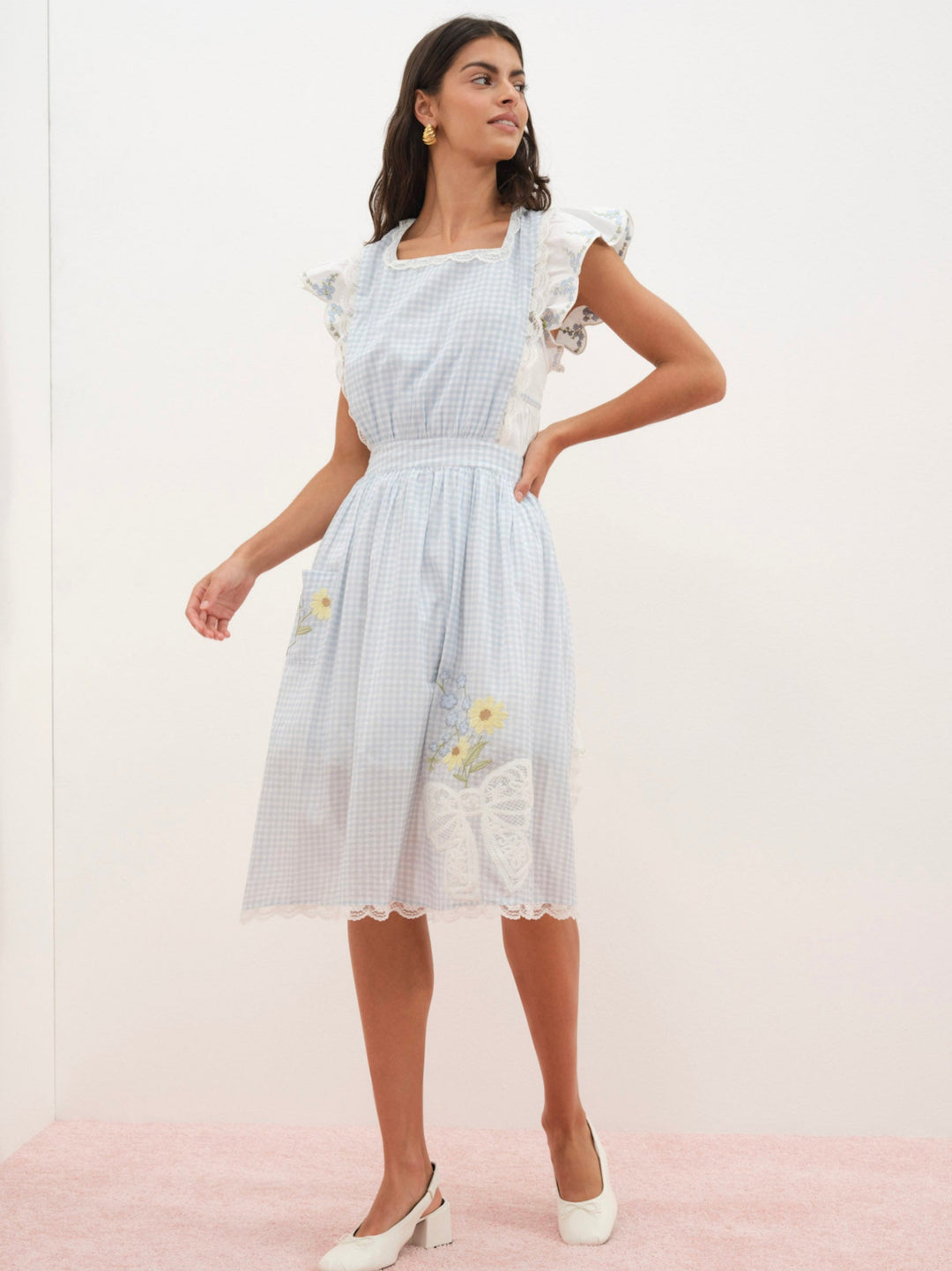 Bluebell Gingham Apron Blue