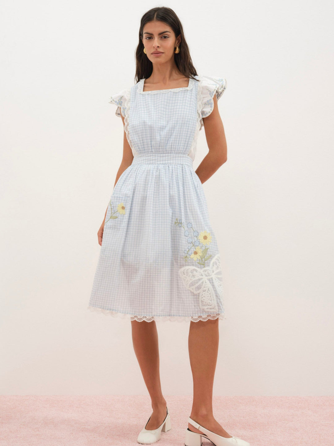Bluebell Gingham Apron Blue