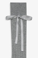Knee-High Bow Socks Grey