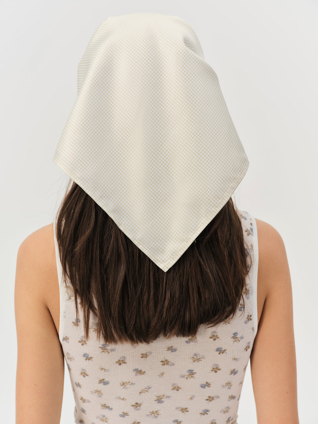 Sandra Gingham Headscarf Tan