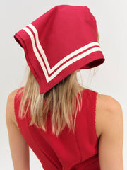 Helena Poplin Striped Headscarf Red