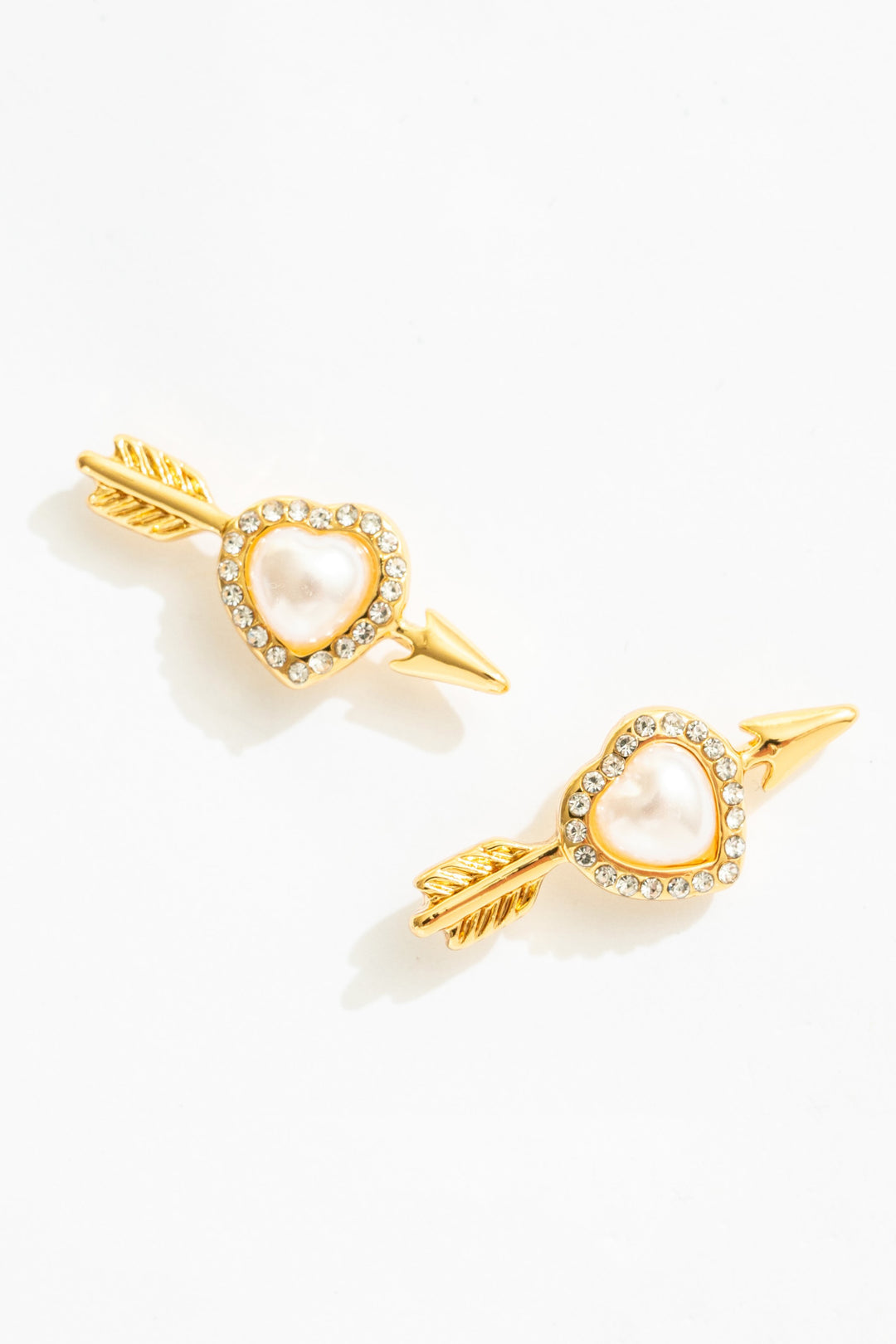 Cupid Heart Stud Earrings White