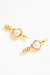 Cupid Heart Stud Earrings White