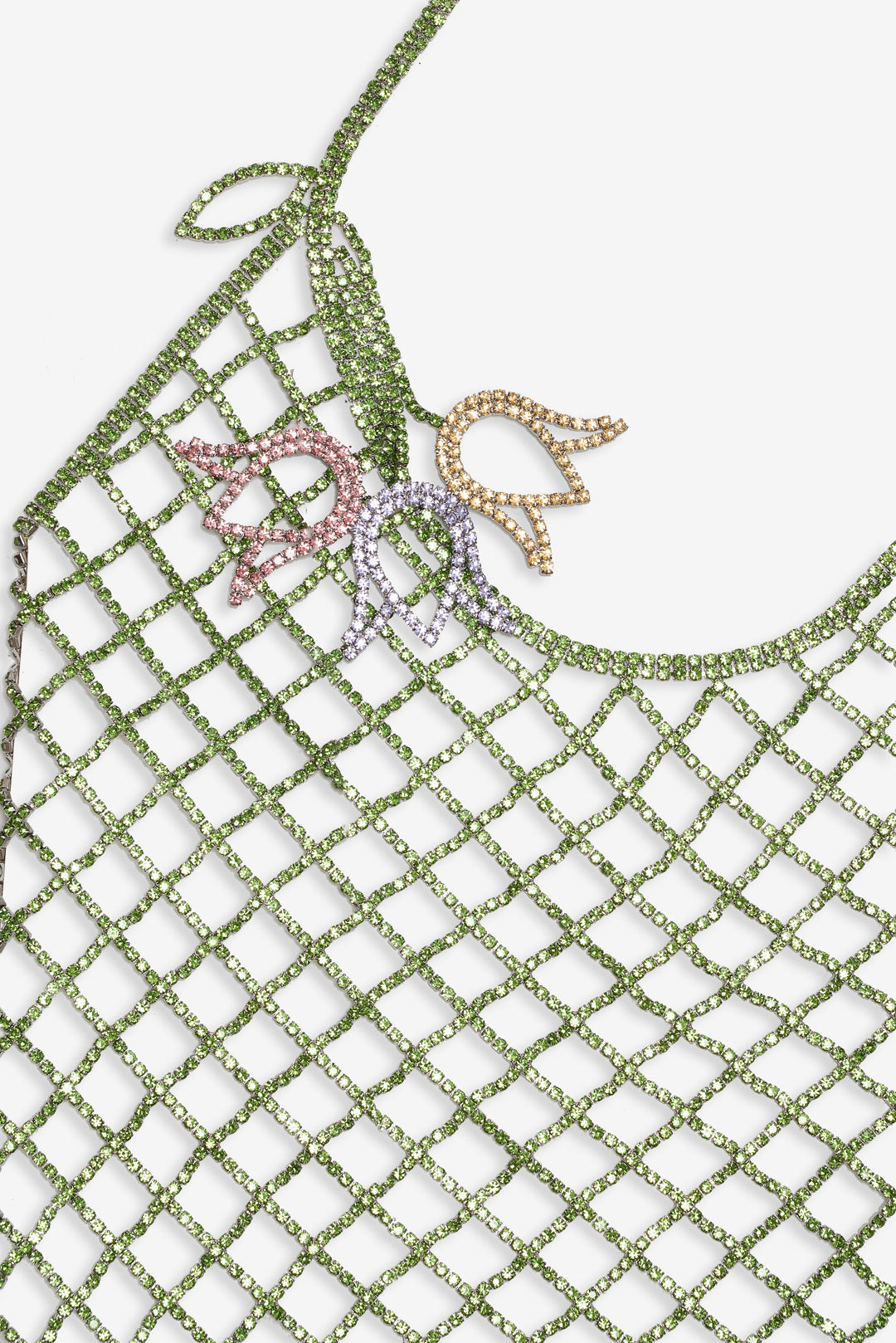 Tulip Grid Rhinestone Dress Green
