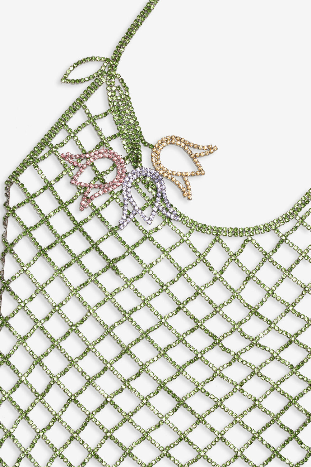 Tulip Grid Rhinestone Dress Green