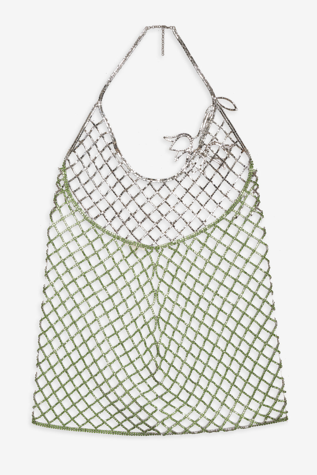 Tulip Grid Rhinestone Dress Green