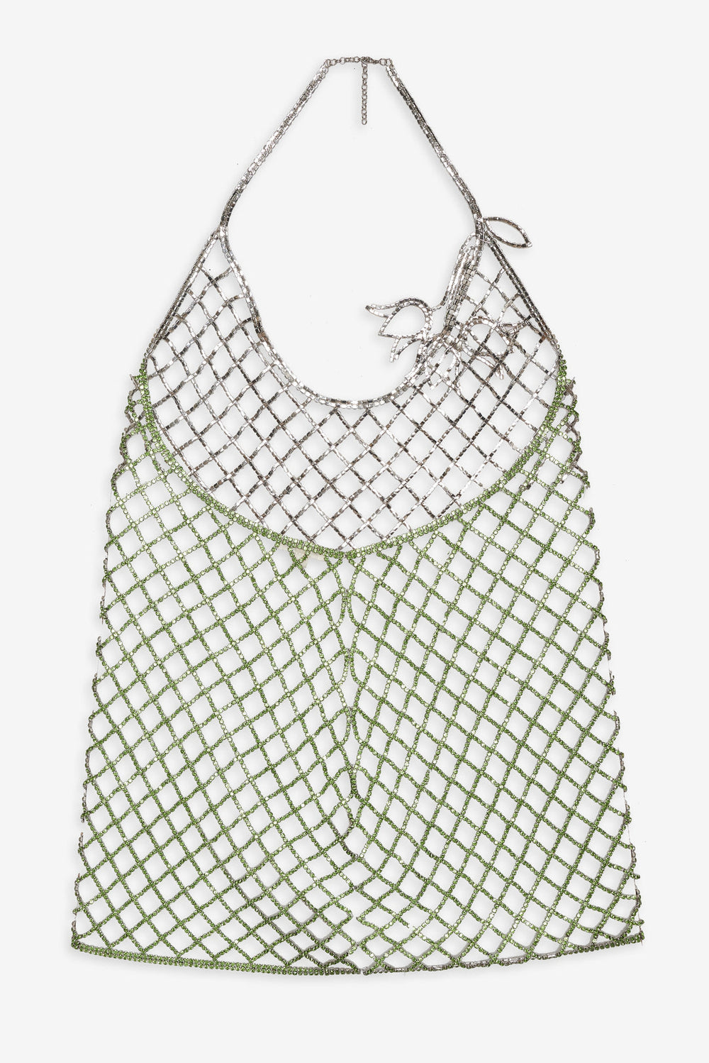 Tulip Grid Rhinestone Dress Green