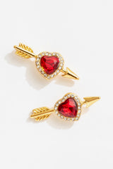 Cupid Heart Stud Earrings Red