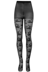 Floral Knit Tights Black