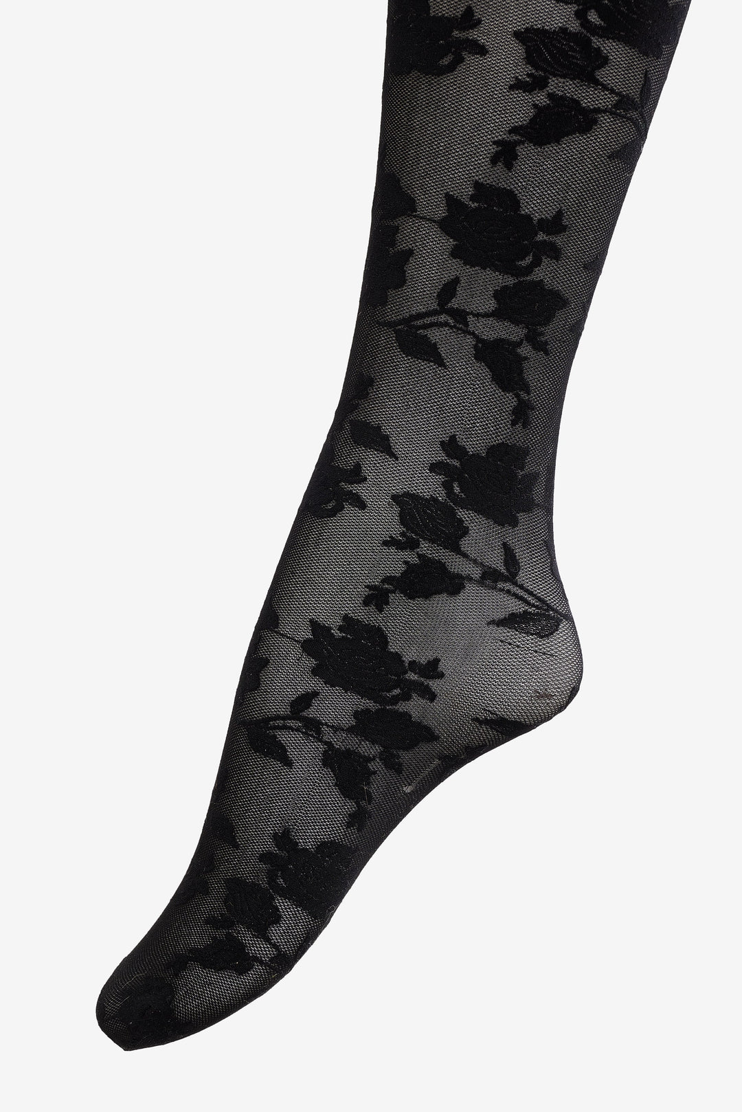 Floral Knit Tights Black