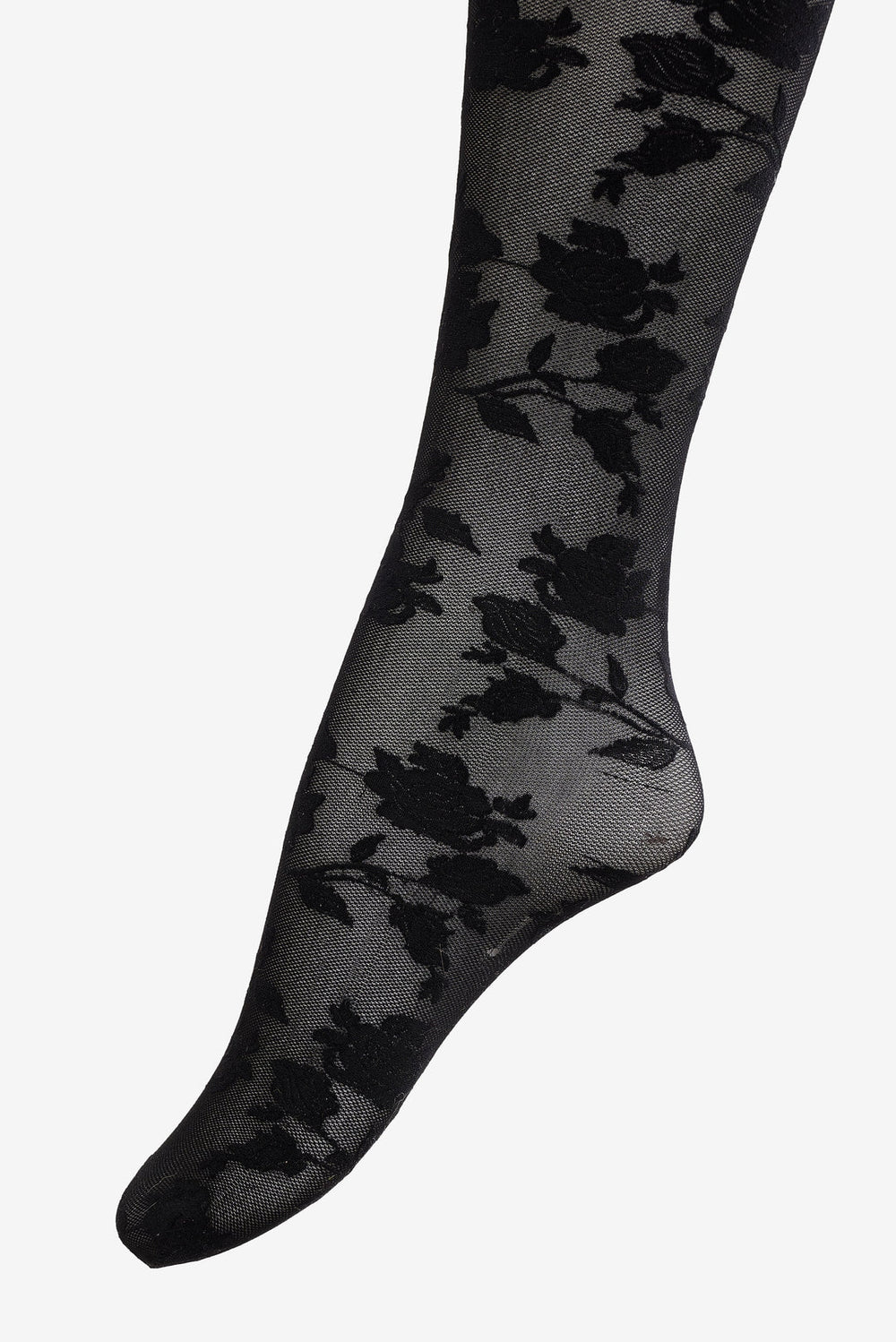 Floral Knit Tights Black