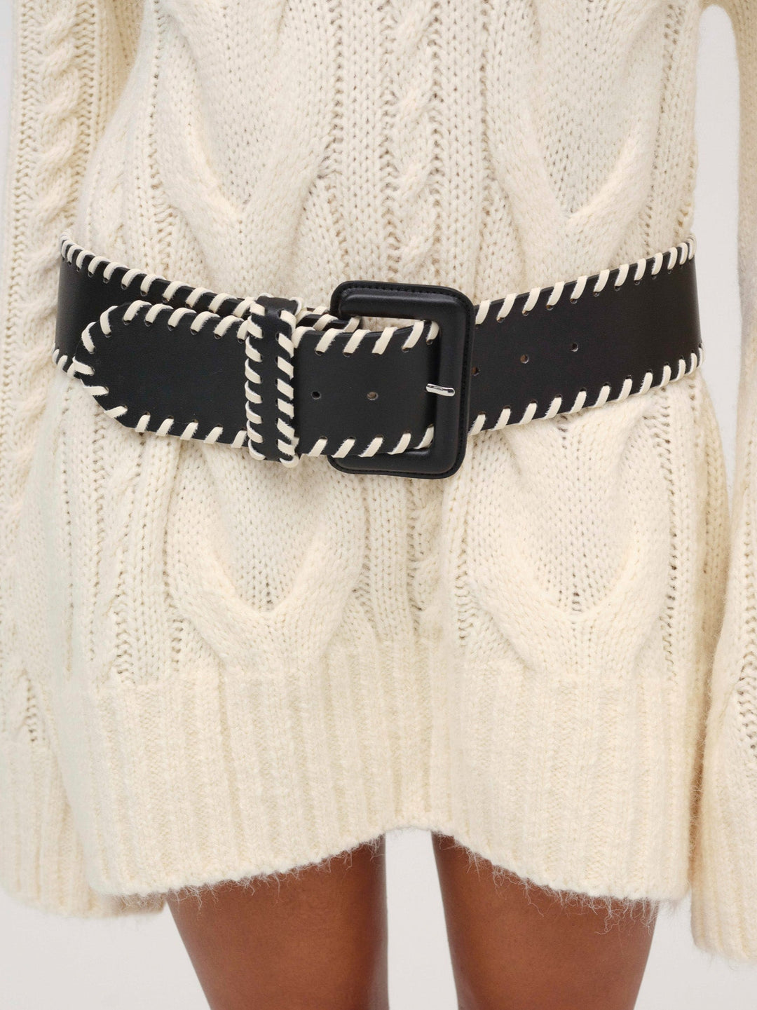 Wide Stitch Belt Black