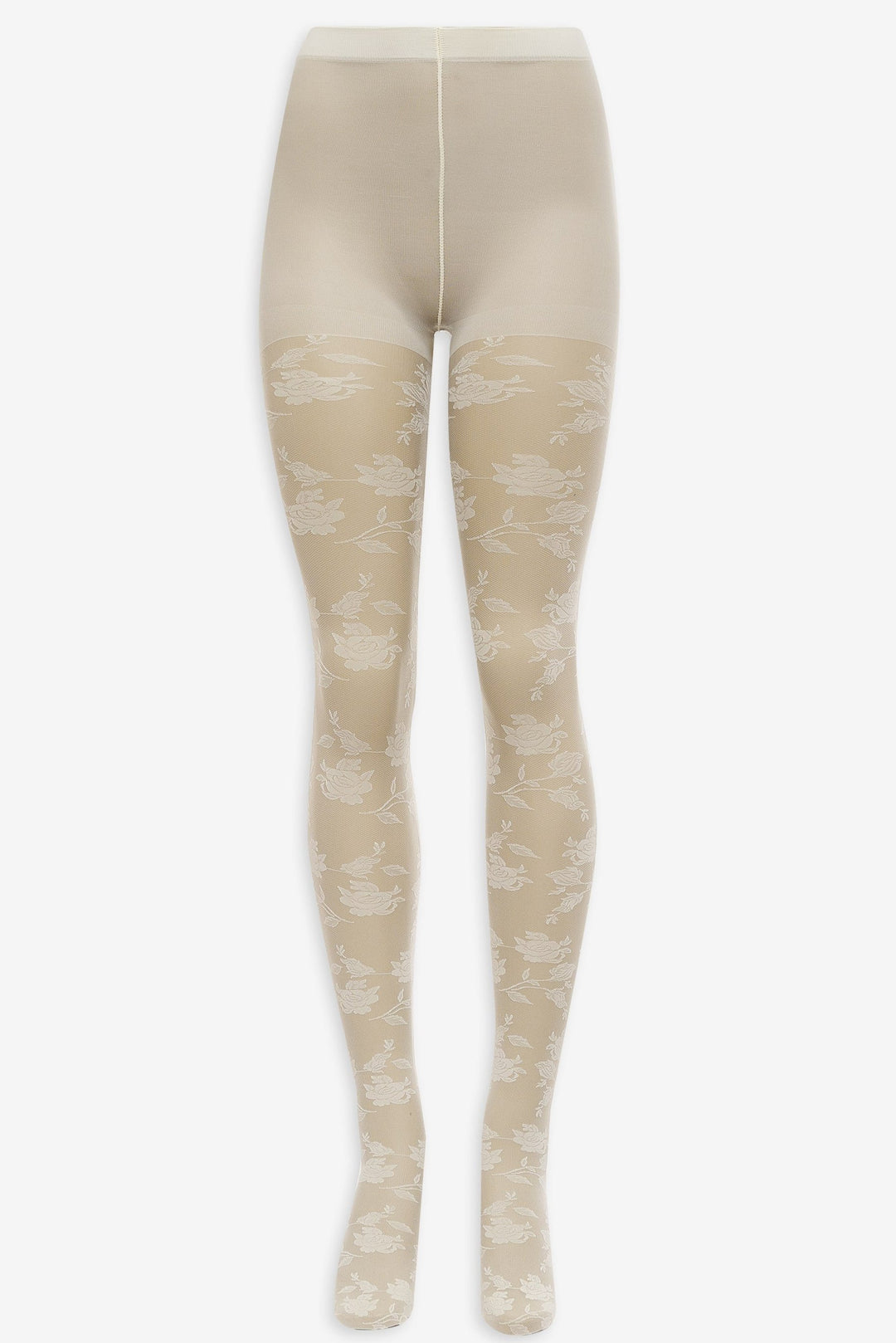Floral Knit Tights White
