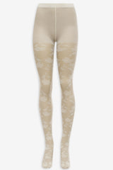 Floral Knit Tights White