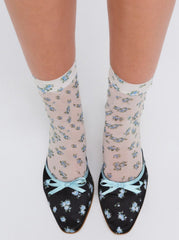 Floral Socks Blue