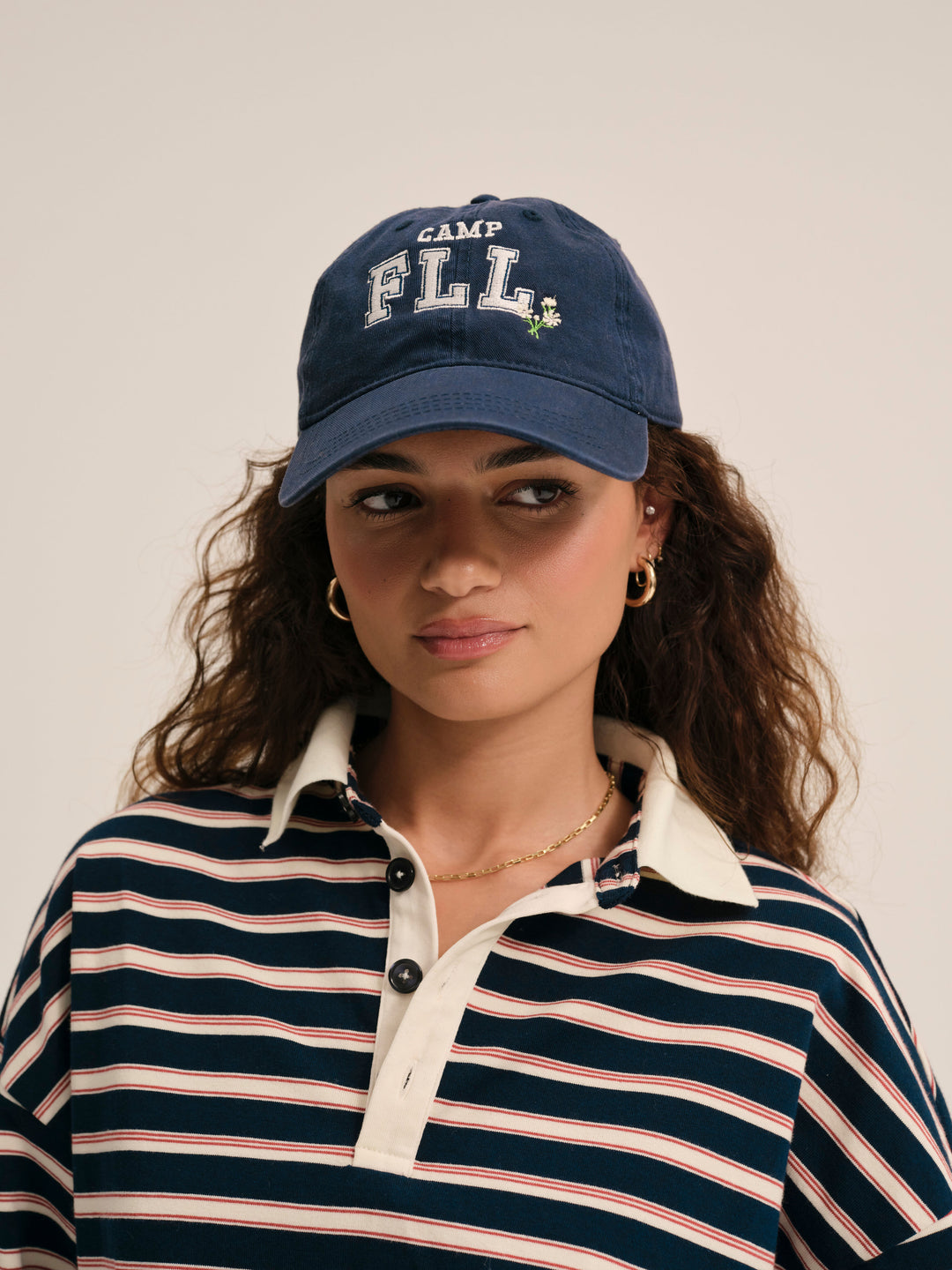 Camp Embroidered Baseball Cap Navy