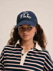 Camp Embroidered Baseball Cap Navy