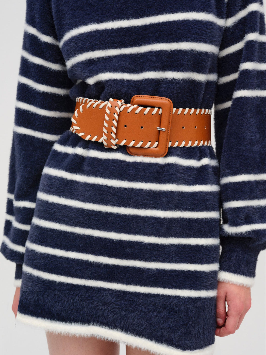 Wide Stitch Belt Brown