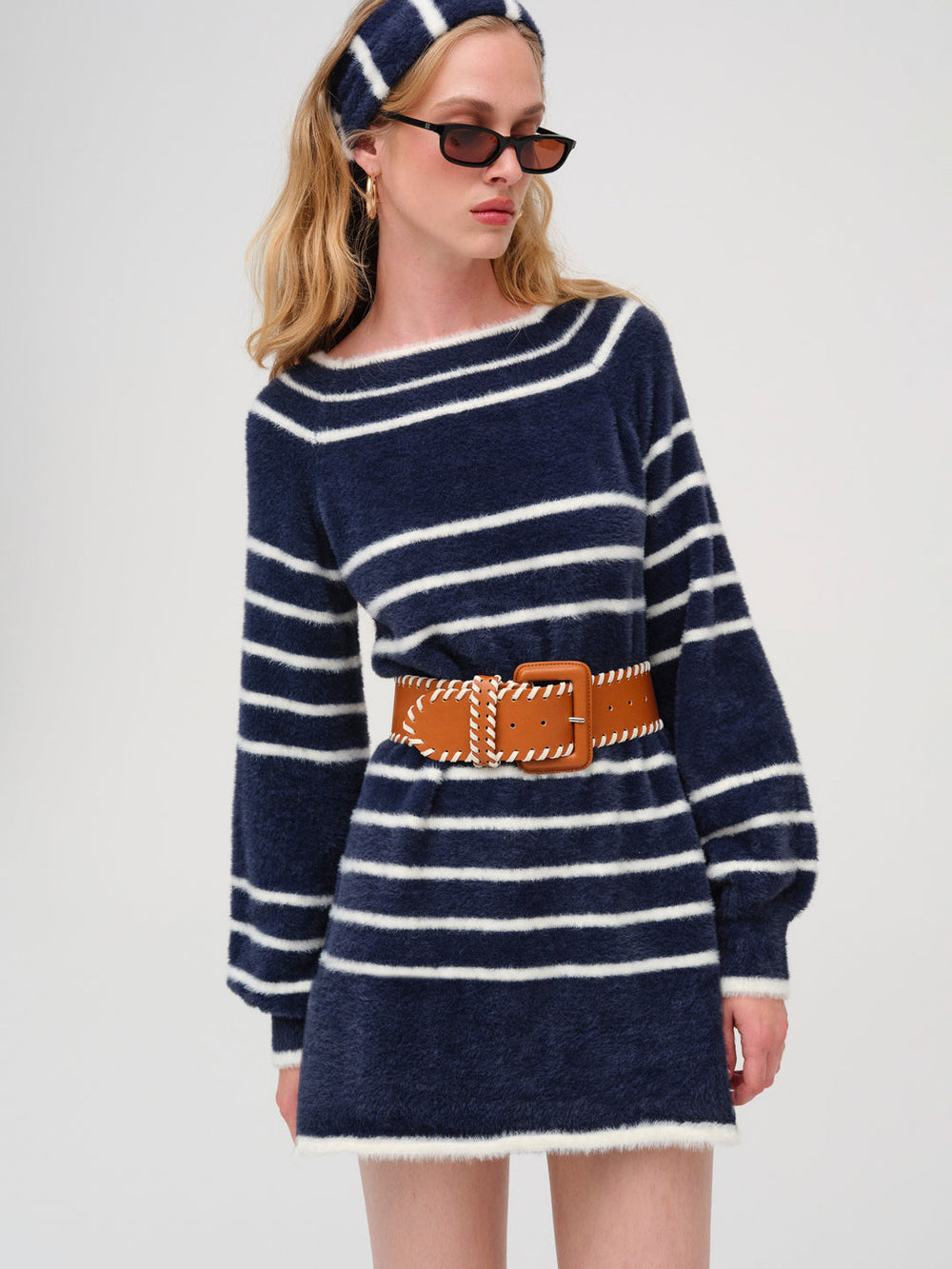 Wide Stitch Belt Brown