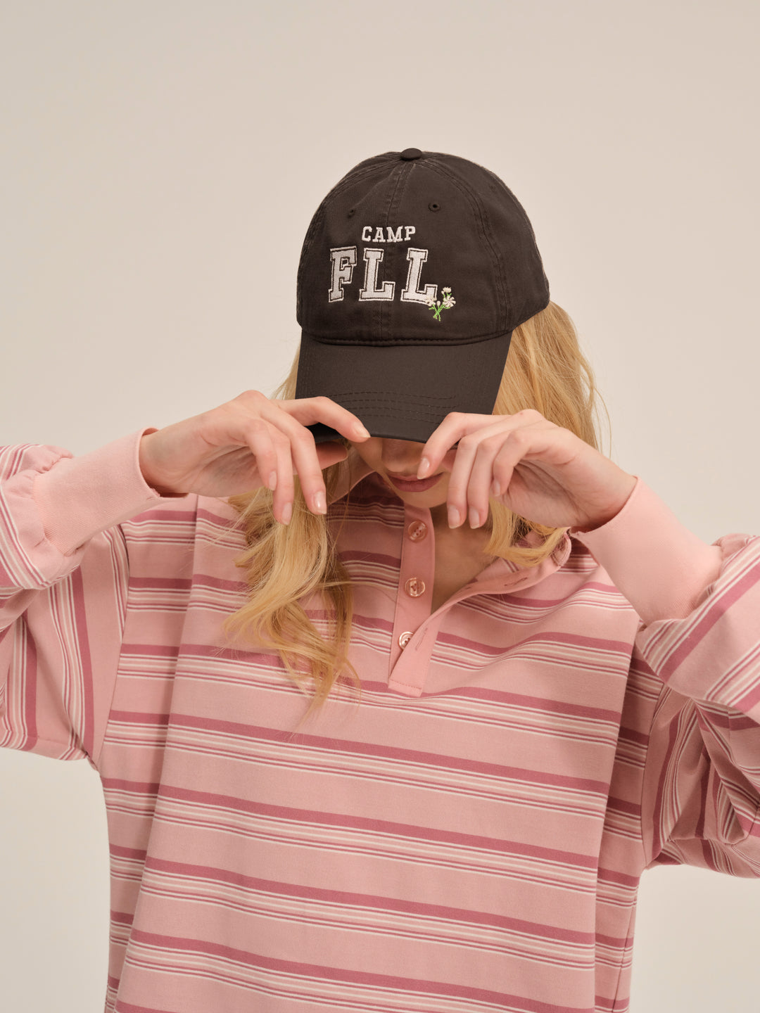Camp Embroidered Baseball Cap Brown