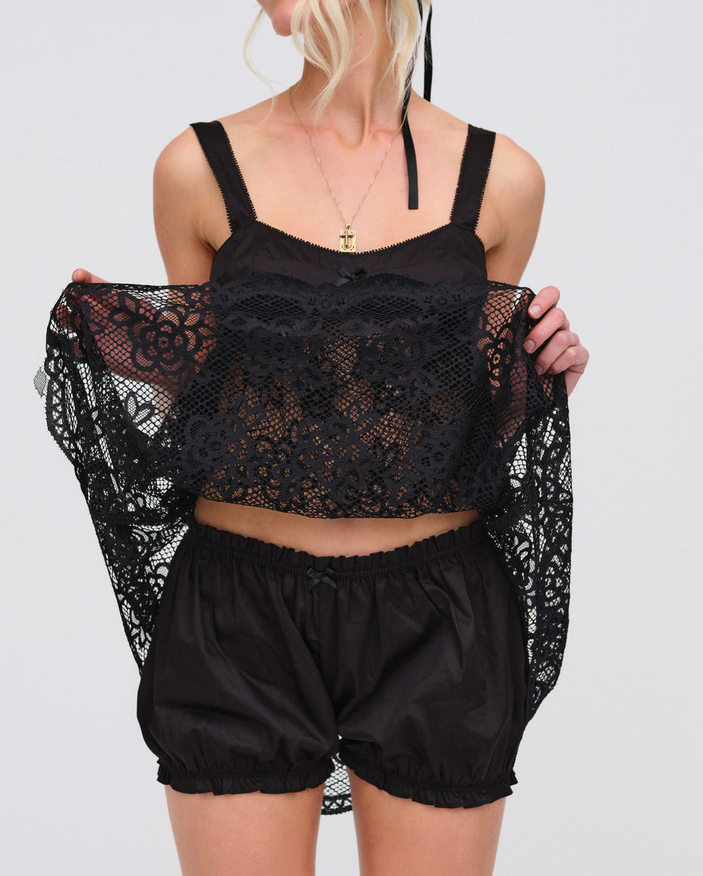 Sonnet Lace Babydoll Set Black