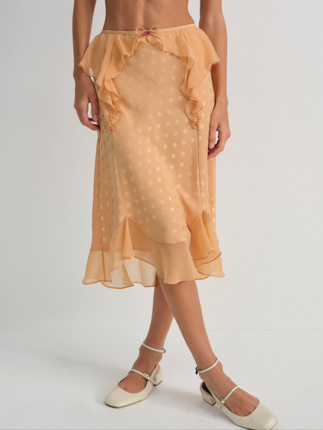 Glimmer Rosebud Midi Skirt Rose Gold
