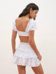 Summer Swirl Eyelet Mini Skirt White